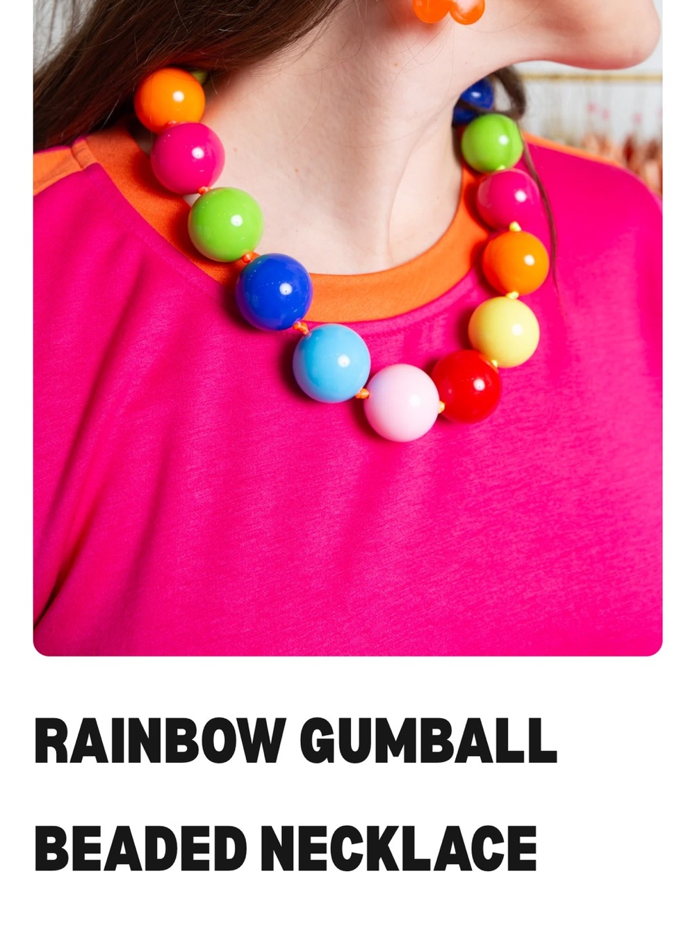 Rainbow Gum ball Chunky Bead Necklace - Boutique - Picture 2 of 2